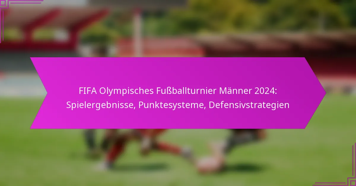 FIFA Olympisches Fußballturnier Männer 2024: Spielergebnisse, Punktesysteme, Defensivstrategien