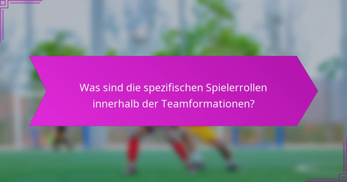 Was sind die spezifischen Spielerrollen innerhalb der Teamformationen?