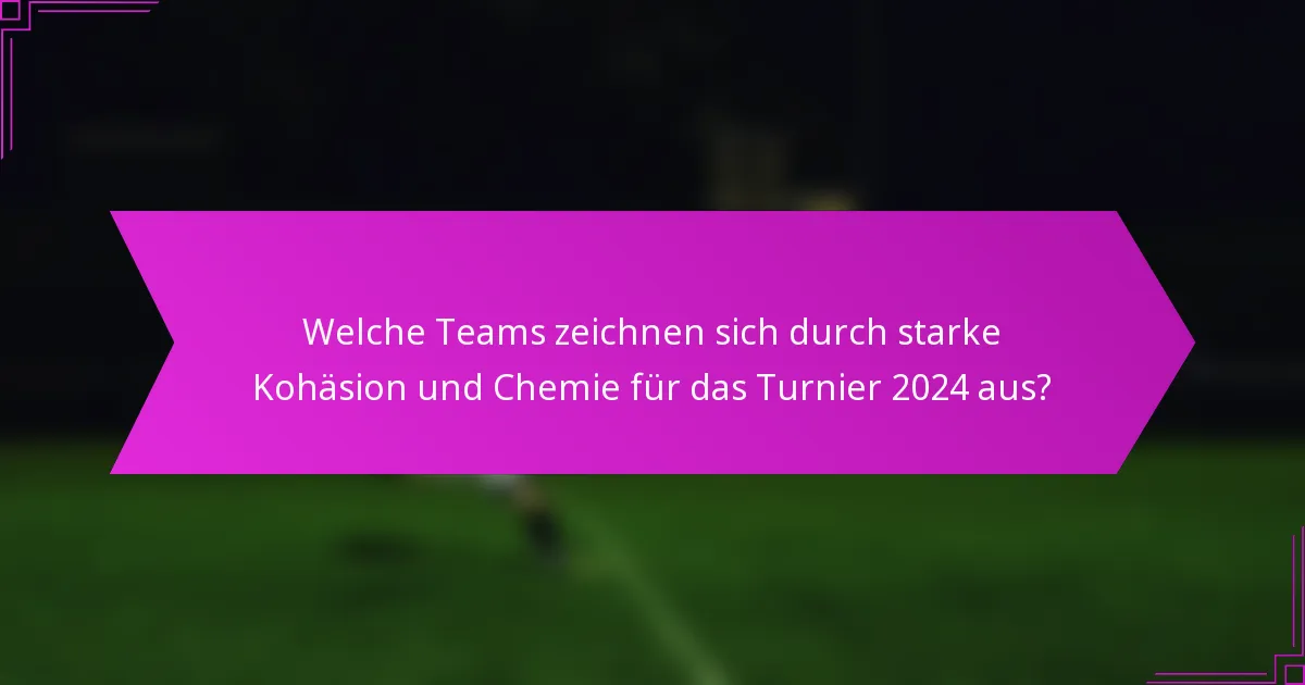 Welche Teams zeichnen sich durch starke Kohäsion und Chemie für das Turnier 2024 aus?