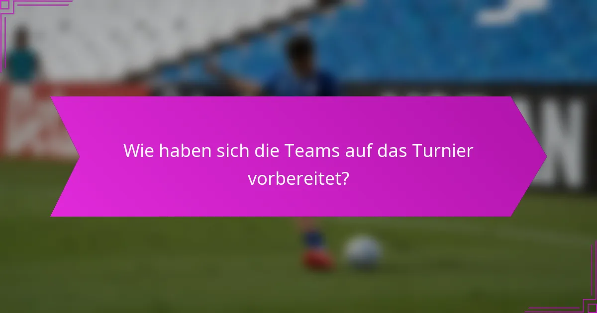 Wie haben sich die Teams auf das Turnier vorbereitet?